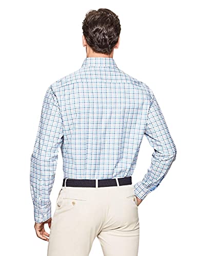 Hackett London Summer Tattersall Camisa, Azul y Multicolor, L para Hombre