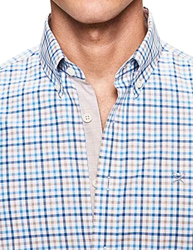 Hackett London Summer Tattersall Camisa, Azul y Multicolor, L para Hombre