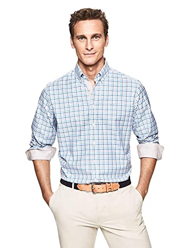 Hackett London Summer Tattersall Camisa, Azul y Multicolor, L para Hombre