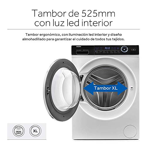 Haier I-Pro Series 7 HWD120-B14979 - Lavadora secadora, 12KG + 8KG de secado, Función Vapor I-Refresh y Antimanchas, Motor Direct Motion, Tecnología Antibacterias, 1400 RPM, 14 Programas, Clase AE