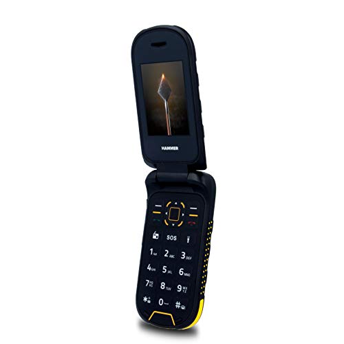 HAMMER Bow+ IP68 2.4" y 1.44" dos pantallas, teléfono de cubierta al aire libre con estación de carga, 3G, 1200mAh, teléfono celular plegable, resistente al agua, resistente al polvo, Dual SIM - Negro
