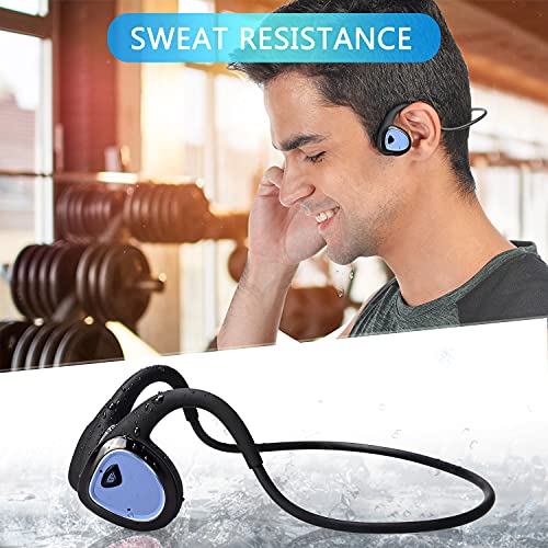 Hanngo.R R10 Auriculares inalámbricos de conducción ósea Bluetooth 5.0 de Larga duración Auriculares Deportivos A Prueba de Sudor Ideales para Correr Hacer Ciclismo Senderismo Azul