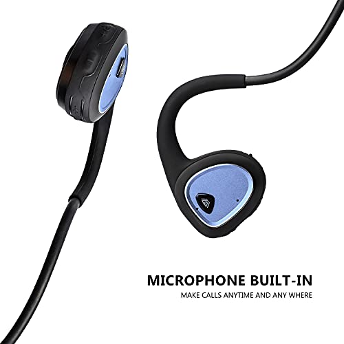 Hanngo.R R10 Auriculares inalámbricos de conducción ósea Bluetooth 5.0 de Larga duración Auriculares Deportivos A Prueba de Sudor Ideales para Correr Hacer Ciclismo Senderismo Azul