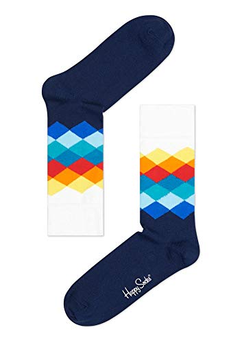 Happy Socks Big Dot Gift Box, coloridos y alegres, Calcetines para hombre y mujer, Azul-Verde-Naranja-Rojo-Blanco-Amarillo 4 pares (41-46)