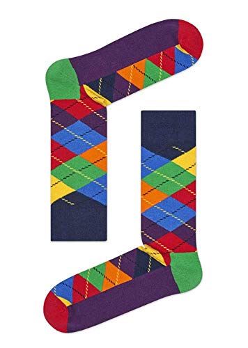 Happy Socks Big Dot Gift Box, coloridos y alegres, Calcetines para hombre y mujer, Azul-Verde-Naranja-Rojo-Blanco-Amarillo 4 pares (41-46)
