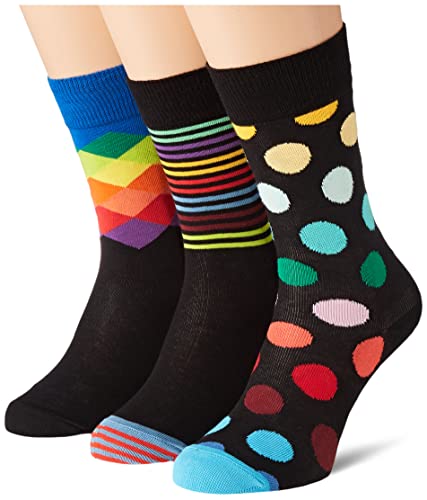 Happy Socks Calcetines Classic Multi-Color Socks Gift Set 3-Pack Gift Box Coloridas y Alegres para Hombre y Mujer - Algodón- talla 36-40