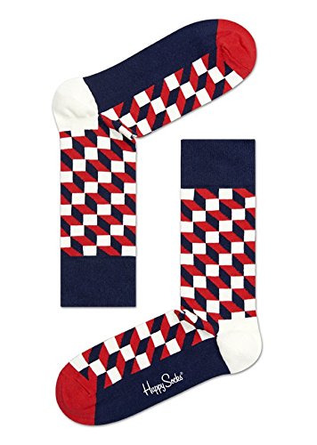 Happy Socks Stripe Gift Box, coloridos y alegres, Calcetines para hombre y mujer, Azul-Rojo-Blanco 4 pares (41-46)