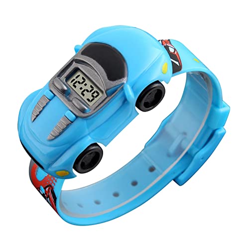 Harilla Multi función Cartoon Boy Reloj electrónico Innovador Forma de Coche Duradero para Uso prolongado - Luz Azul