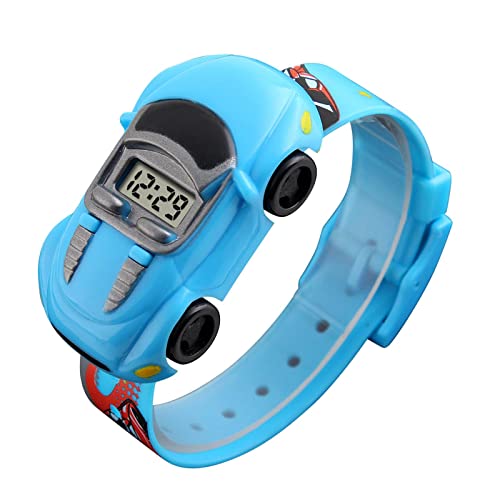 Harilla Multi función Cartoon Boy Reloj electrónico Innovador Forma de Coche Duradero para Uso prolongado - Luz Azul