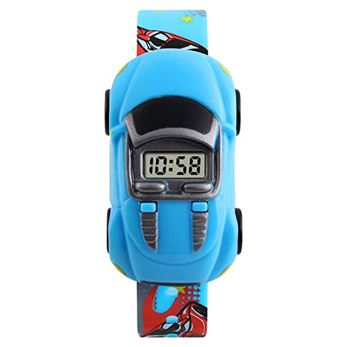 Harilla Multi función Cartoon Boy Reloj electrónico Innovador Forma de Coche Duradero para Uso prolongado - Luz Azul