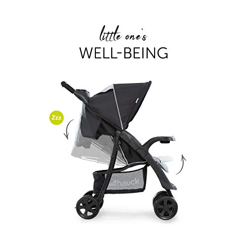 Hauck Shopper Neo II - Silla de paseo con respaldo reclinable, de 0 meses a 25 kg, plegado fácil y compacto, plegable con una mano, ligera, con botellero, negro gris