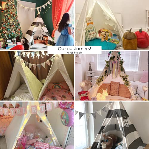 Haus Projekt Tipi Infantil Tipi Tienda con Colchoneta, Luces, Empavesado, Estuche - Tipi Indio para Niños, Tienda Campaña Portátil para Interior/Exterior para Niños Niñas, Certificado CE