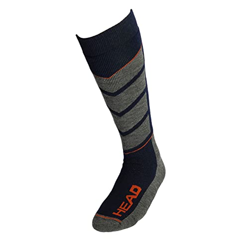 Head V-Shape Kneehigh Ski Socks (2 Pack) Calcetines de esquí, Rojo/Gris/Azul, 39/42 (Pack de 2) Unisex Adulto