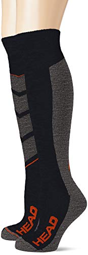 Head V-Shape Kneehigh Ski Socks (2 Pack) Calcetines de esquí, Rojo/Gris/Azul, 39/42 (Pack de 2) Unisex Adulto