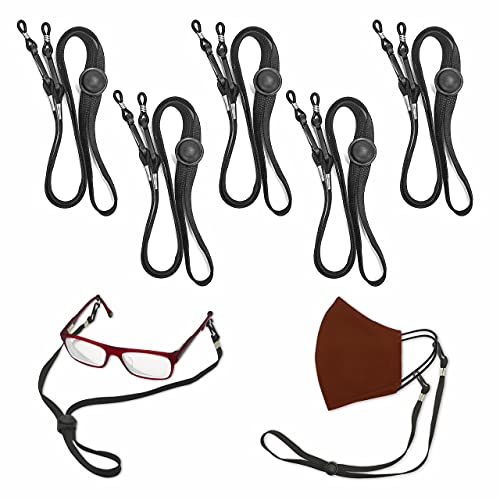 Helafun - 5 Cordones para gafas, Cordón gafas, Convertible en cuelga mascarillas, cadena mascarilla mujer, hombre y niños.
