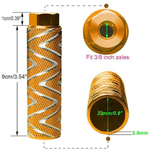 Helaryfreemear - clavijas para pedales BMX antideslizantes de aleación de aluminio, 2 unidades, dorado, 2