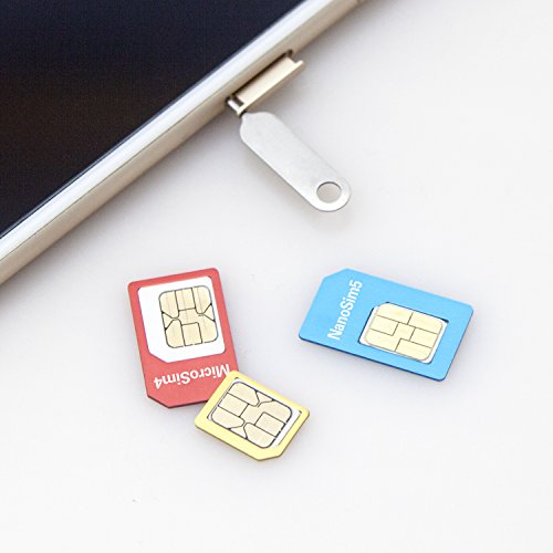 Helect Adaptador de Tarjeta SIM, 5-en-1 Nano para Adaptador de Tarjeta SIM Nano y Micro SIM Kit de Tarjeta Convertidor con Herramientas Polaco Chip y Expulsar Aguja