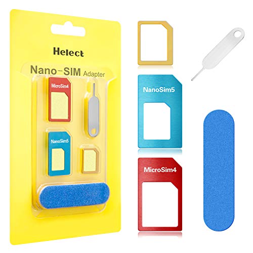 Helect Adaptador de Tarjeta SIM, 5-en-1 Nano para Adaptador de Tarjeta SIM Nano y Micro SIM Kit de Tarjeta Convertidor con Herramientas Polaco Chip y Expulsar Aguja