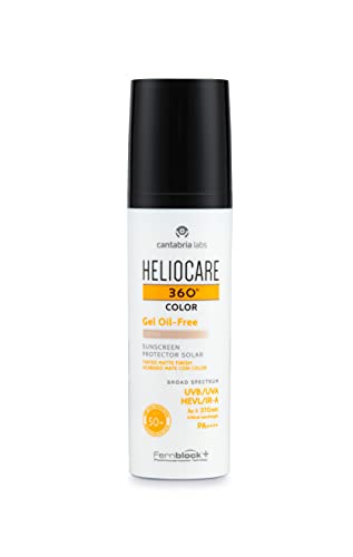 Heliocare 360º Color Gel Oil-Free SPF 50+ - Fotoprotección Avanzada con Color, Textura Ligera, Pieles Mixtas o Grasas, Acabado Mate y Tacto Seco, Beige, 50ml