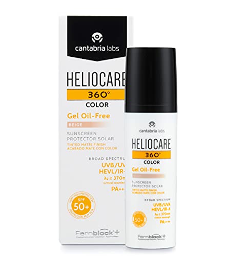 Heliocare 360º Color Gel Oil-Free SPF 50+ - Fotoprotección Avanzada con Color, Textura Ligera, Pieles Mixtas o Grasas, Acabado Mate y Tacto Seco, Beige, 50ml