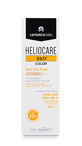 Heliocare 360º Color Gel Oil-Free SPF 50+ - Fotoprotección Avanzada con Color, Textura Ligera, Pieles Mixtas o Grasas, Acabado Mate y Tacto Seco, Beige, 50ml