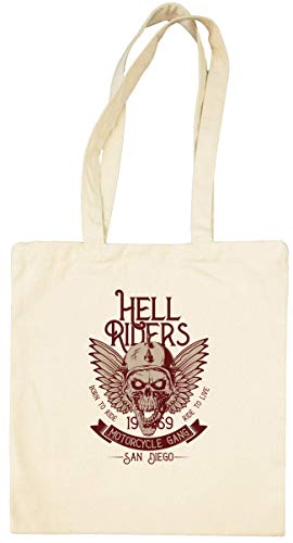 Hell Riders Biker Skull Bolsa Tote Blanca