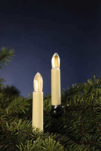 Hellum 912111 - Juego de 25 velas estriadas de repuesto para guirnalda de luces (20 focos, interior y exterior, luz blanca cálida, casquillo E10, 12 V, 3 W)