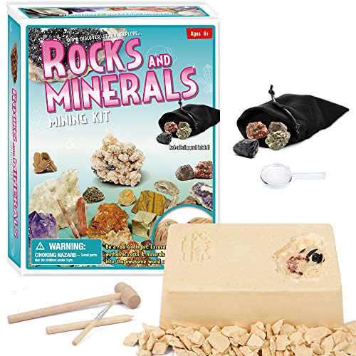 Hengqiyuan Juego De Excavación para Niños para La Extracción De Minerales De Piedra con Incrustaciones, Excavación con Martillo Y Cincel, Adecuado para Investigadores Jóvenes,Azul