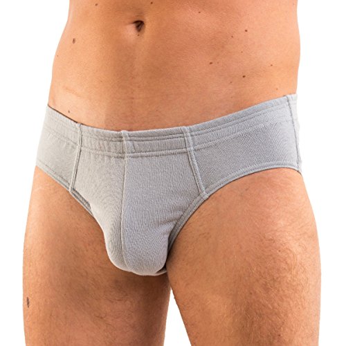 HERMKO 3300 Pack de 3 Slips de Hombre de algodón, Größe Herren:8 (XXL), Farbe:Gris