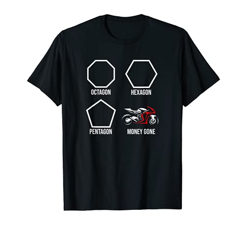 Hexagon Octagon Money Gone Custom Bike Moto Garage Camiseta