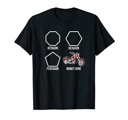 Hexagon Octagon Money Gone Custom Bike Moto Garage Camiseta
