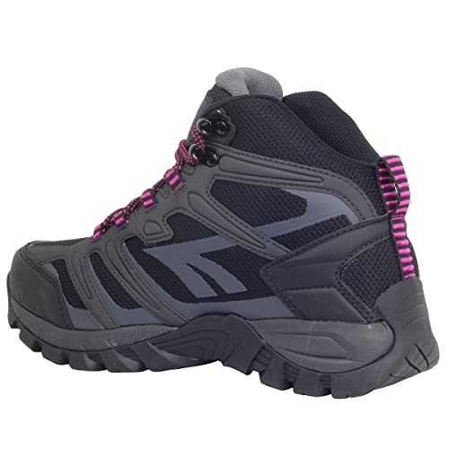 HI-TEC MUFLON MID Women botas senderismo mujer,botas montaña mujer impermeables, para trekking (Black/Fuchsia Purple, numeric_40)