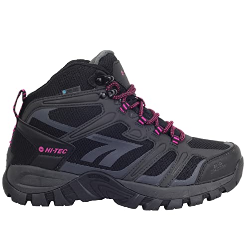 HI-TEC MUFLON MID Women botas senderismo mujer,botas montaña mujer impermeables, para trekking (Black/Fuchsia Purple, numeric_40)
