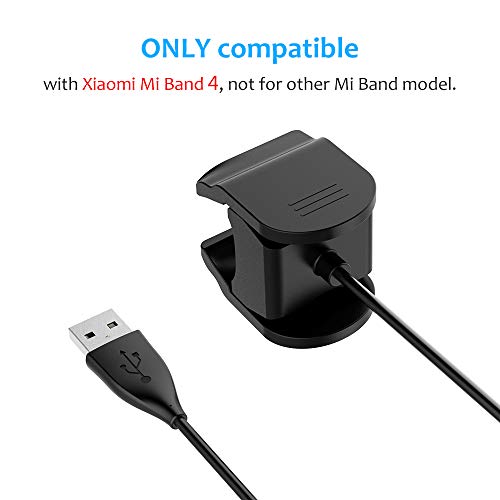 Hianjoo 2 Piezas Cargador Compatible con Xiaomi Mi Band 4, Premium Cargador de Repuesto Cable de Carga USB Accesorios el Clip del Soporte de Carga, No es Necesario Quitar la Correa del Reloj, Mejorar