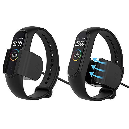 Hianjoo 2 Piezas Cargador Compatible con Xiaomi Mi Band 4, Premium Cargador de Repuesto Cable de Carga USB Accesorios el Clip del Soporte de Carga, No es Necesario Quitar la Correa del Reloj, Mejorar