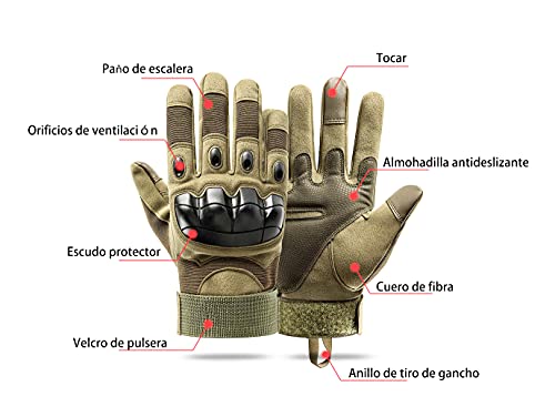 HIB guantes anticortes,guantes anticortes policiales Duro Dedo Completo Dedo Guantes de Pantalla táctil para Motocicleta Ciclismo Caza Escalada Acampar Ejercito (Negro oscuro, XL)