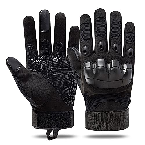 HIB guantes anticortes,guantes anticortes policiales Duro Dedo Completo Dedo Guantes de Pantalla táctil para Motocicleta Ciclismo Caza Escalada Acampar Ejercito (Negro oscuro, XL)