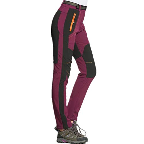 hibote Mujer Hombre al Aire Libre de Estiramiento de Fleece Forrada Senderismo Pantalones de Escalada Pantalones de Carga de montaña Transpirable para Ropa Deportiva de Invierno S-5XL