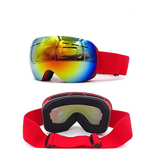 Hidewalker Gafas de Esquí Máscara Esqui Snowboard Nieve Espejo Anti Niebla Protección UV Gafas de Ventisca para Hombres Mujeres y jóvenes (Rojo-1 VLT 18.6%)