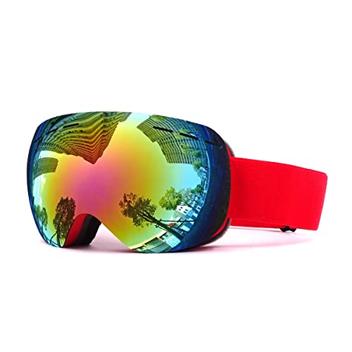 Hidewalker Gafas de Esquí Máscara Esqui Snowboard Nieve Espejo Anti Niebla Protección UV Gafas de Ventisca para Hombres Mujeres y jóvenes (Rojo-1 VLT 18.6%)