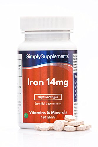 Hierro 14mg - ¡Bote para 4 meses! - Apto para veganos - 120 Comprimidos - SimplySupplements