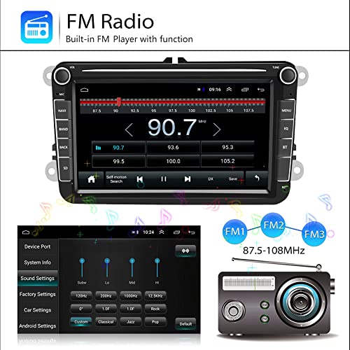 Hikity 8" Radio de Coche 2 DIN para VW Skoda Seat Android Autoradio Bluetooth GPS Pantalla Táctil Car Stereo con FM WiFi USB Enlace Espejo + Canbus Box + Cámara Visión Trasera