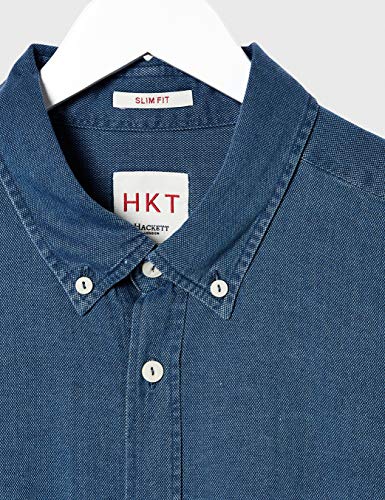 HKT by Hackett Hkt Indigo Texture Camisa, Azul (000denim 000), 44 (Talla del Fabricante: X-Large) para Hombre