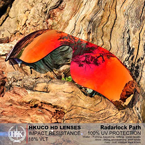 HKUCO For Oakley Radarlock Path Red Polarized Replacement Lenses And Red Earsocks Rubber Kit