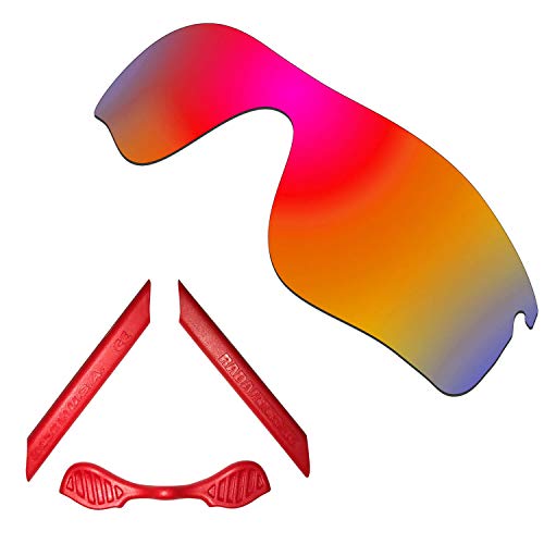 HKUCO For Oakley Radarlock Path Red Polarized Replacement Lenses And Red Earsocks Rubber Kit