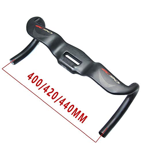 HKYMBM Manillar Carbono Carretera, Asa Superior Camino De La Bicicleta Todo Tipo De Fibra De Carbono Manillar De La Bici del Manillar Doblado 400/420/440MM Ciclismo Gota Bar,420MM