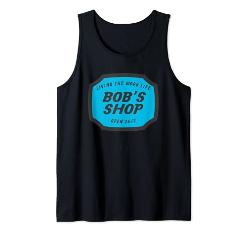 Hombre Fun Bob's Shop Business Sign Design Taller de carpintería Camiseta sin Mangas