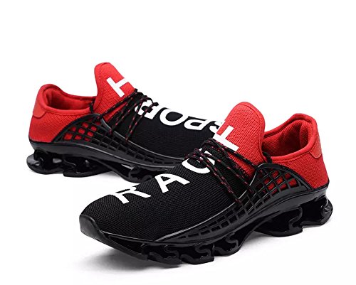 Hombre Mujer Mesh Zapatillas de Correr Asfalto Running para Zapatos Gimnasia Deportes Calzado Aire Libre(Rojo,42 EU,26CM De talón a Dedo del pie
