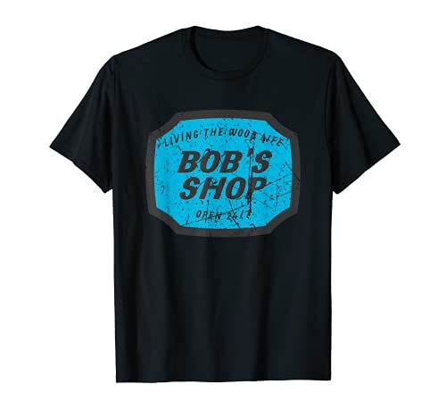 Hombre Vintage Bob's Shop Business Sign Design Taller de carpintería Camiseta