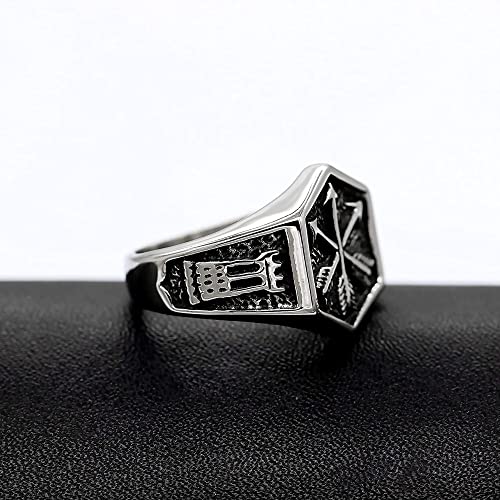 Hombres Ancha De Boda Joyería Flecha Anillo Acero Inoxidable Punk Biker Hexagon Anillos Niños Hombres Cumpleaños Aniversario Fiesta Anillo (Size : 10)